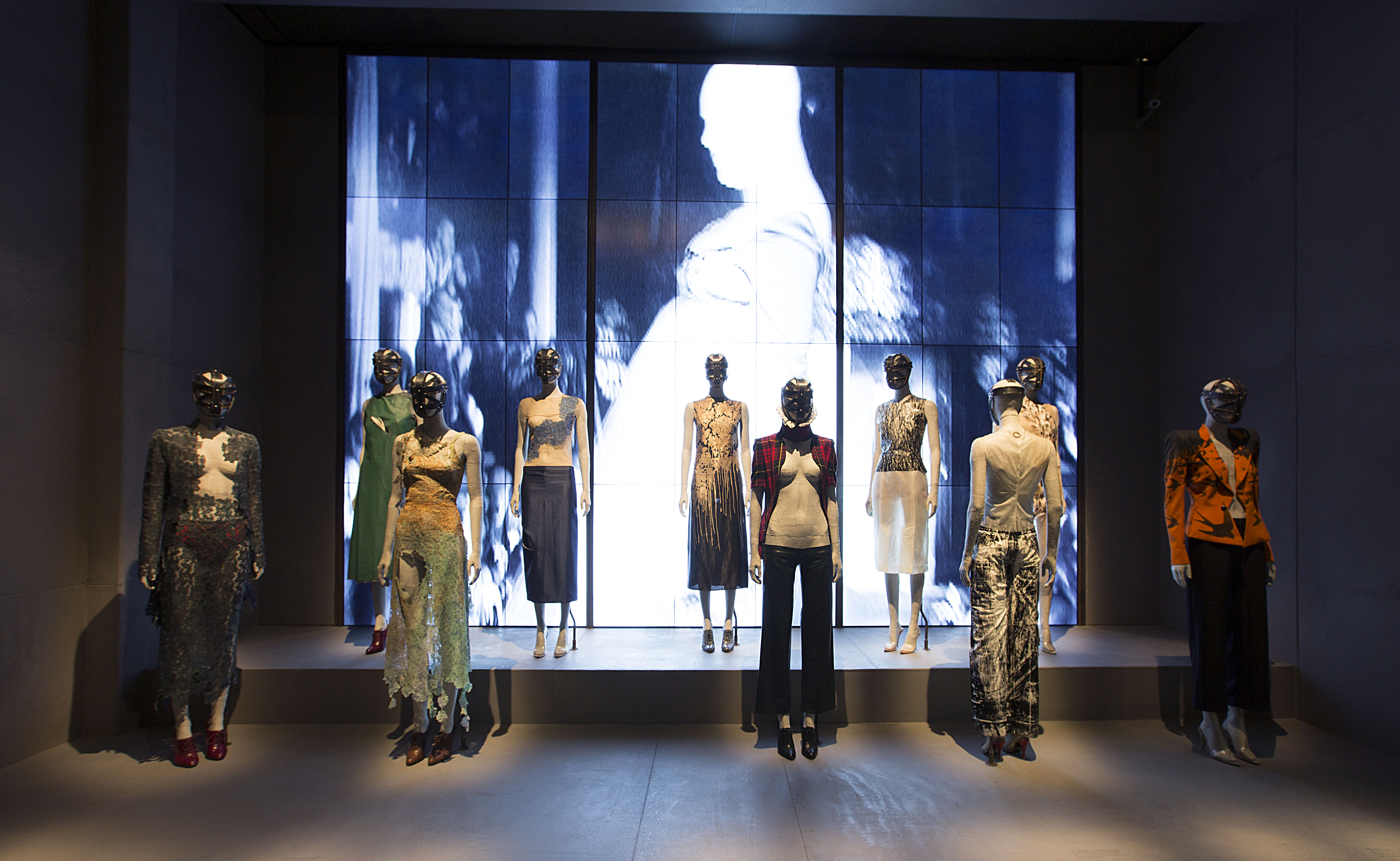 1. Installation view of 'London' gallery, Alexander McQueen Savage Beauty at the V&A (c) Victoria and Albert Museum London